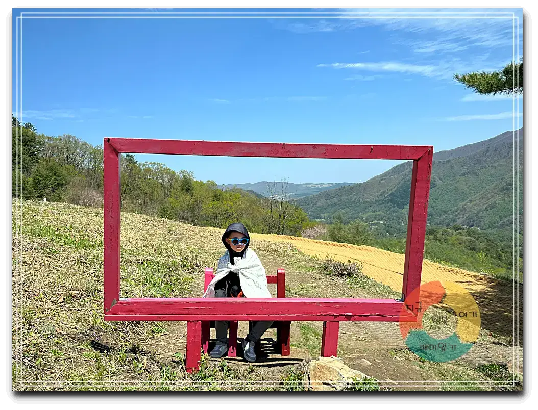 애니포레_큰액자-언덕-분홍색-사각-나무액자