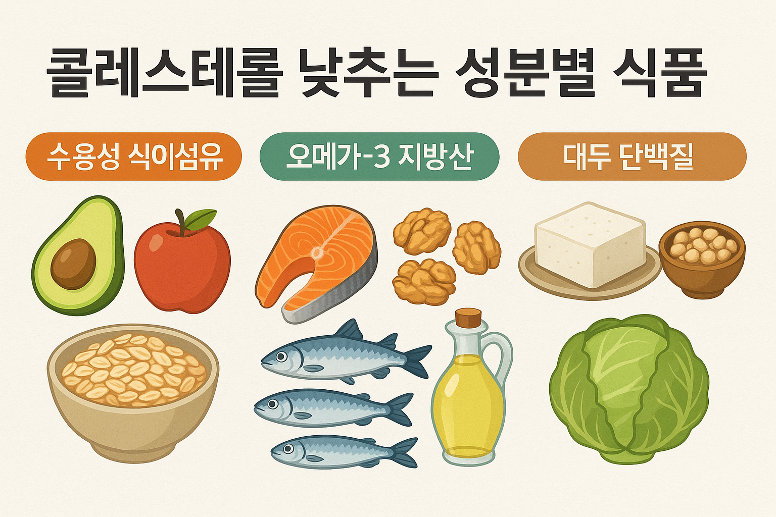 콜레스테롤 낮추는 성분별 식품