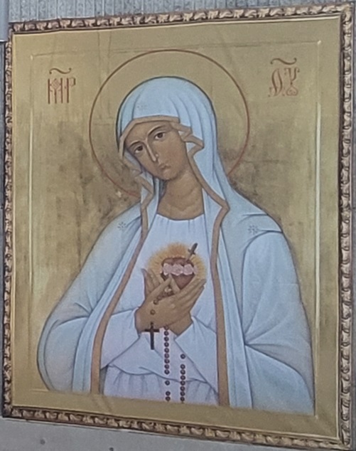 사진은 천안 성환성당 안에 있는 성모 성심 이콘 그림입니다.