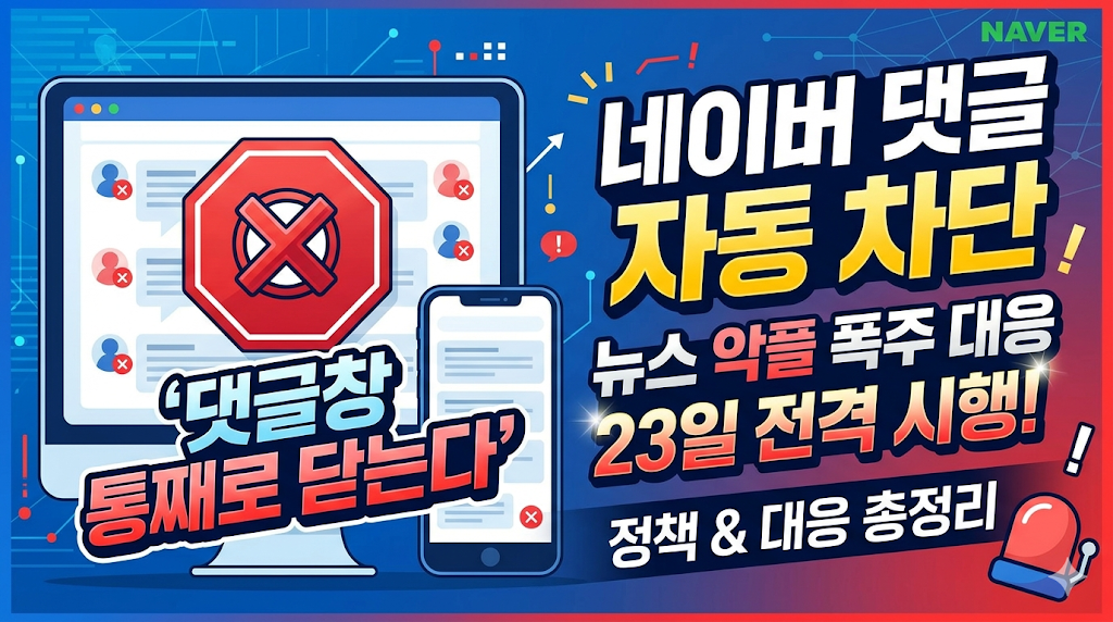 네이버 댓글 자동 차단: 뉴스 '악플 폭주' 기사 댓글창 통째로 닫는다... 23일 자동 차단 정책 전격 시행 및 대응 총정리