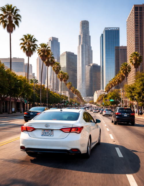 LA 드라이브 중인 렌터카 이미지