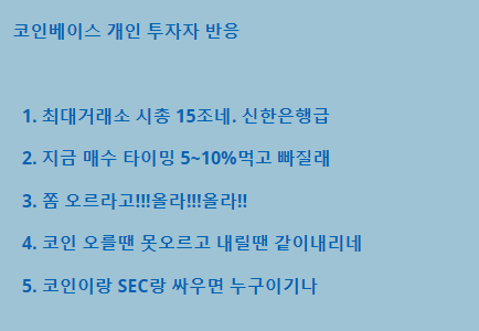 코인베이스 개인투자자 반응