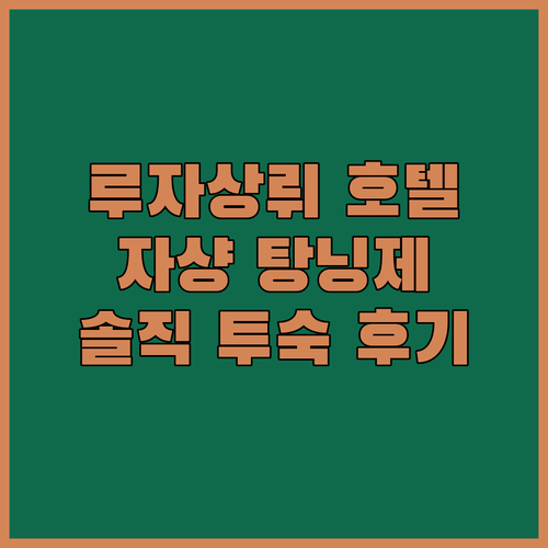 루자상뤼 호텔 (자샹 탕닝제 ) 실제..