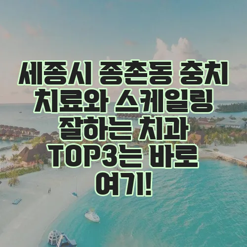 세종시 종촌동 충치 치료와 스케일링 잘하는 치과 TOP3는 바로 여기!