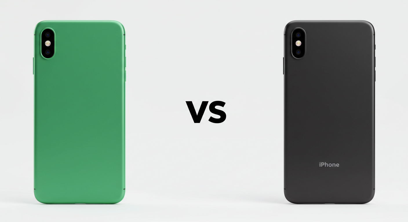 자급제폰과 통신사 전용폰을 비교하는 일러스트