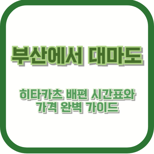부산에서 대마도 히타카츠 배편 시간표와 가격 완벽 가이드