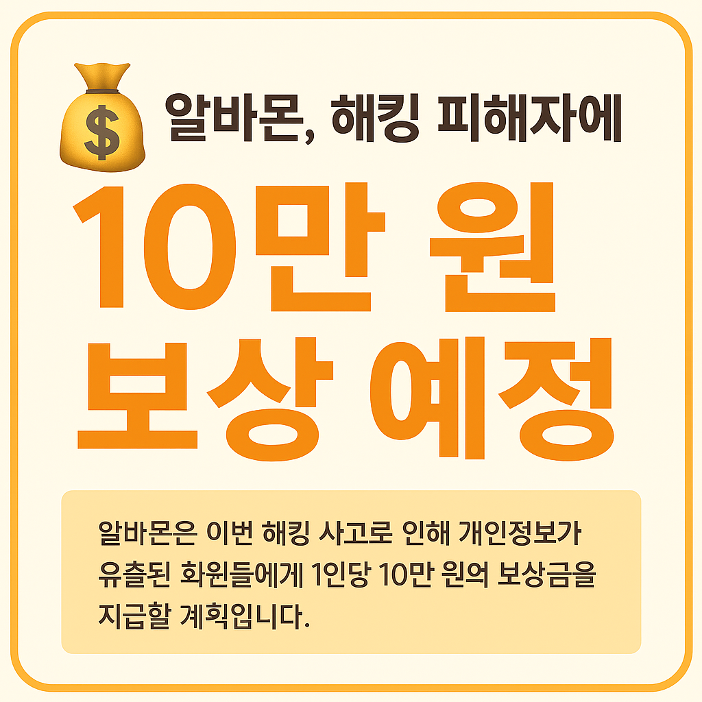 알바몬 해킹 피해 10만원 보상