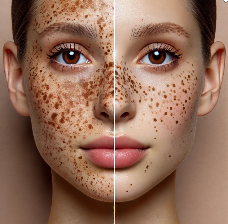 기미 잡티 비교 사진