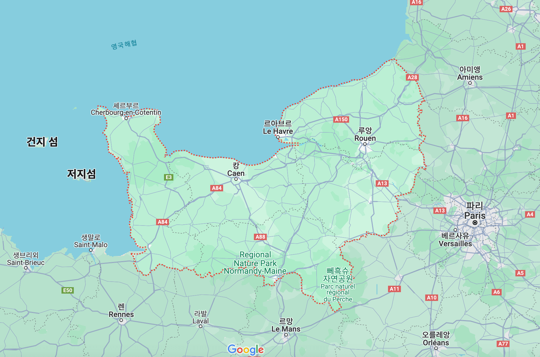 프랑스 노르망디 지도