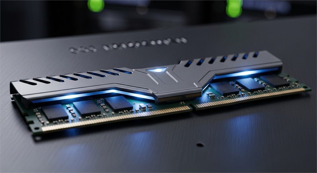 고성능 AI 메모리 모듈을 가까이서 담은 이미지 