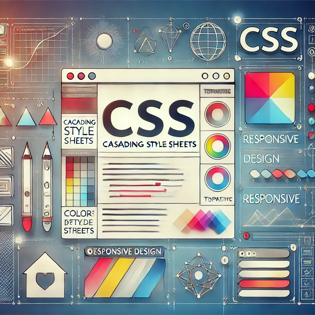 웹디자인 요소(색상, 타이포그래피, 반응형 디자인 등)가 강조된 UI 스타일