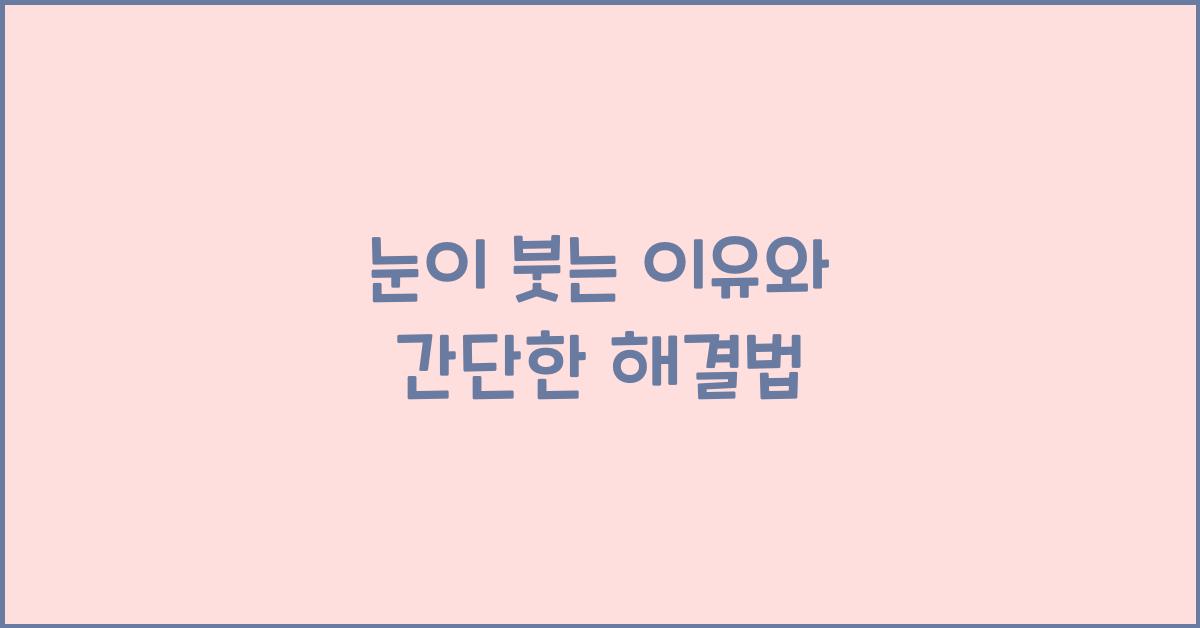 눈이 붓는 이유