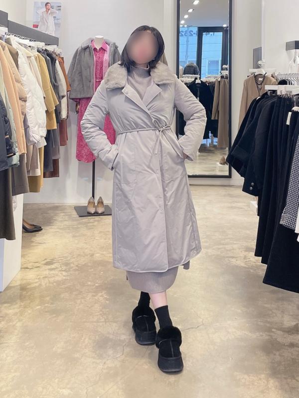 발렌시아 코트스타일 밍크넥 롱 구스패딩 (23AGE11)