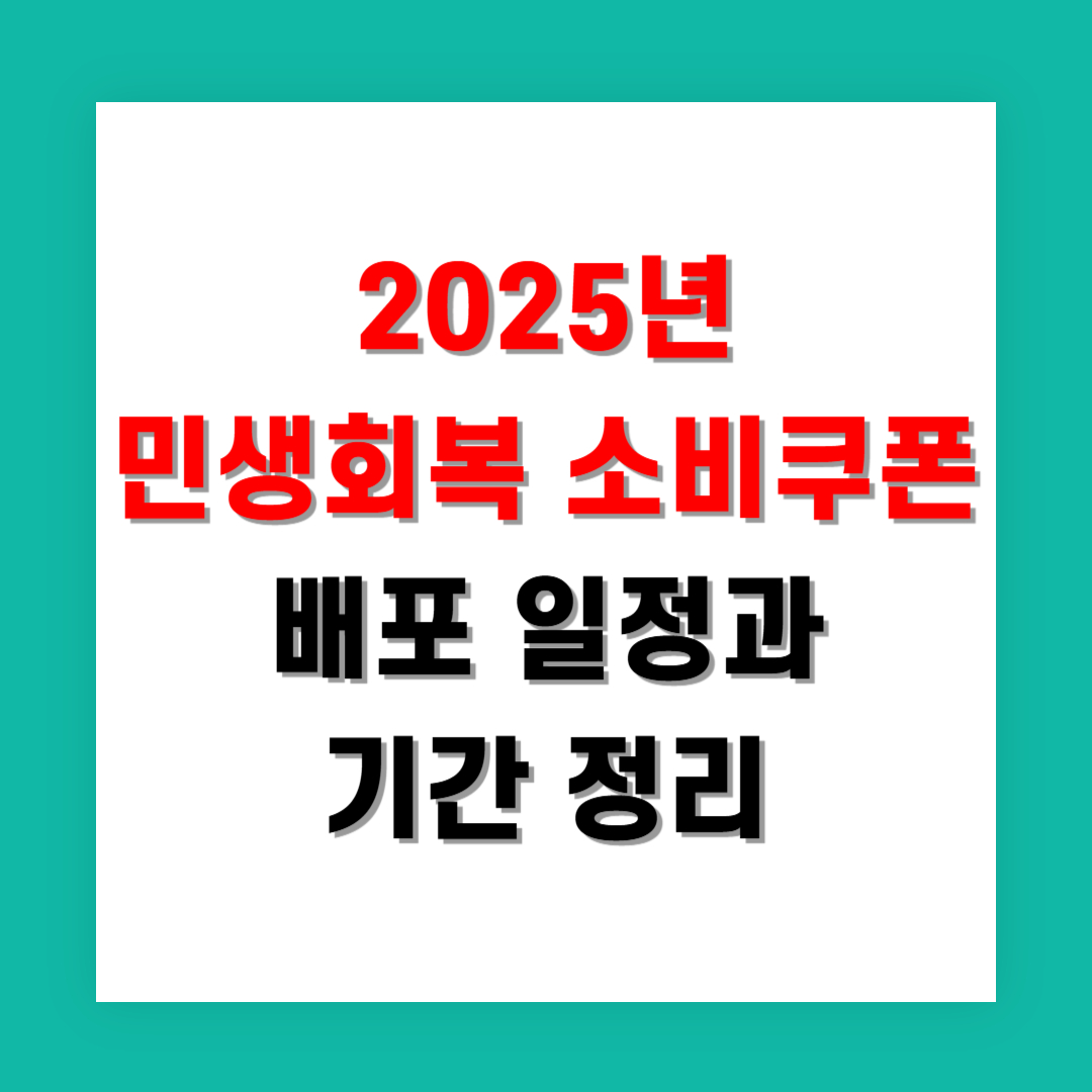 2025년 민생회복 소비쿠폰 배포 일정과 기간 정리