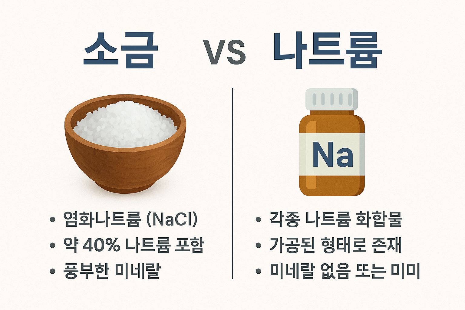 천연 소금과 식품첨가물 나트륨의 차이
