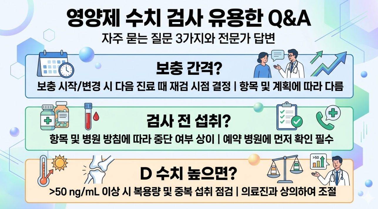 영양제 복용 전 혈액 검사 수치 확인 Q&A 재검 시점과 검사 전 주의사항