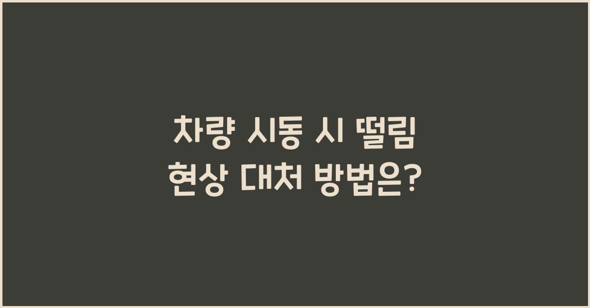 차량 시동 시 떨림 현상 대처