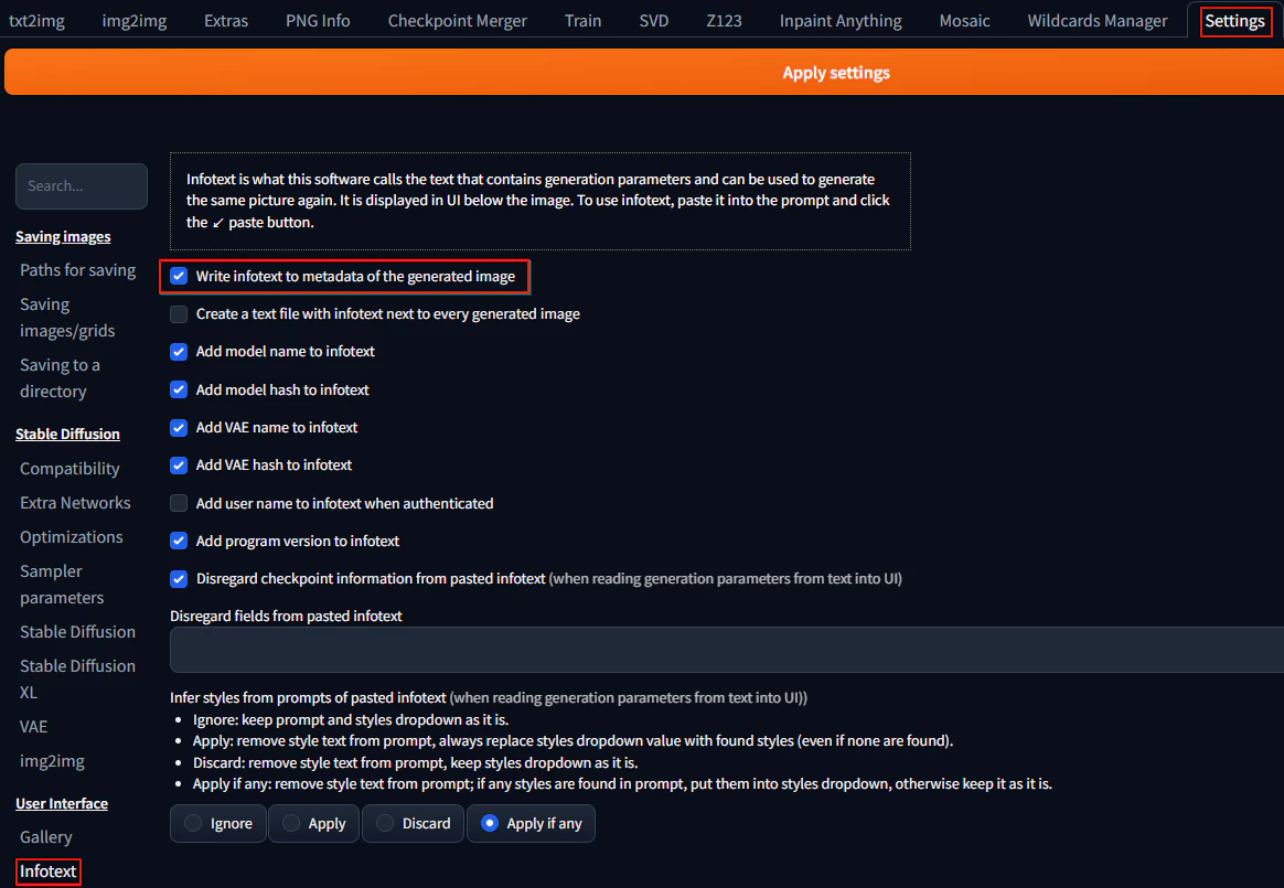 setting-user interface-infotext