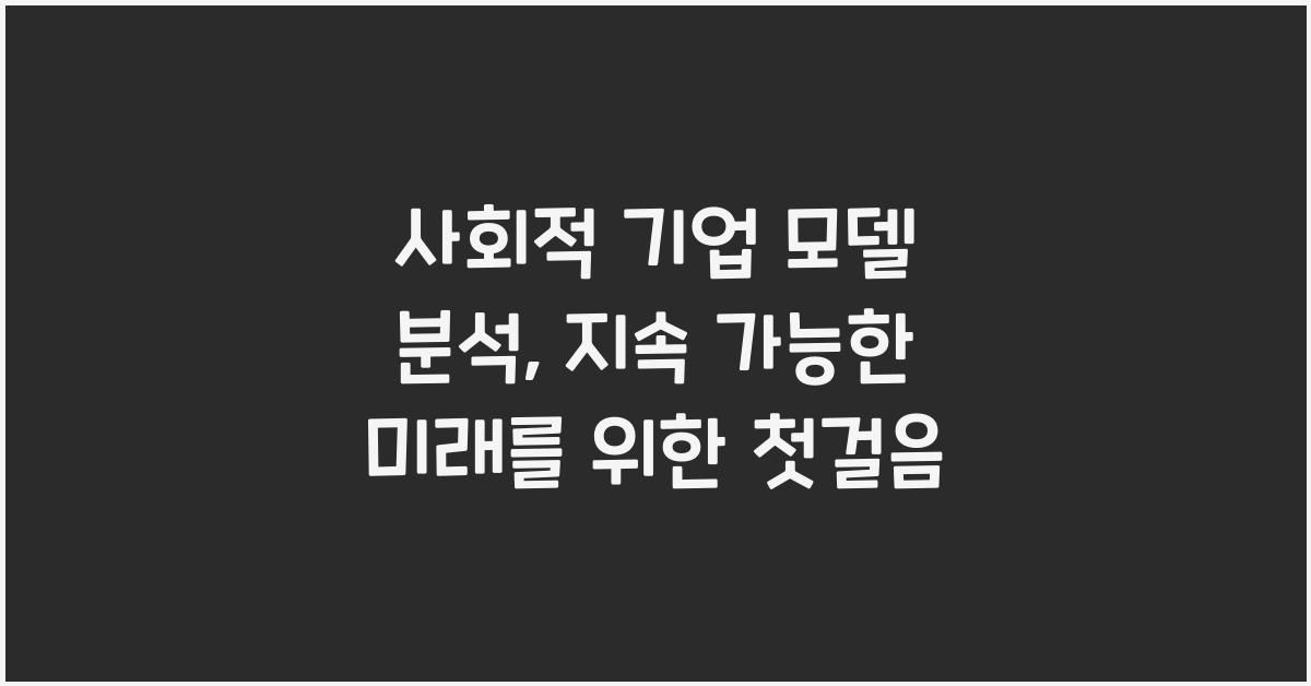 사회적 기업, 모델 분석