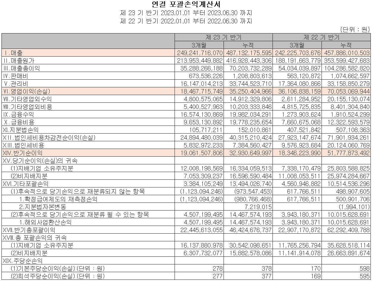 하나마이크론 - 손익계산서