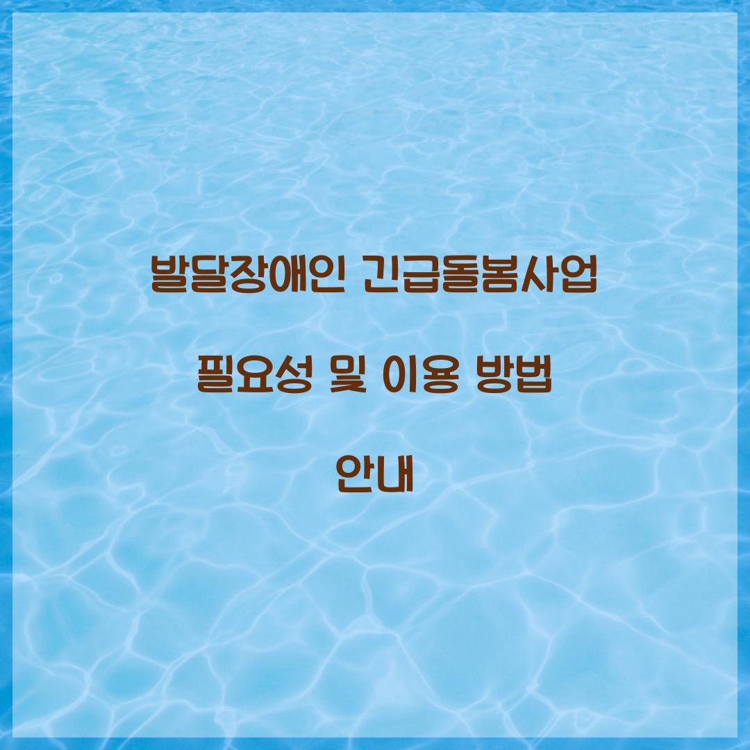 발달장애인 긴급돌봄사업