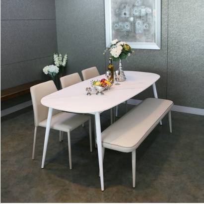 참갤러리 제네스 세라믹 식탁세트 6인용 벤치형 방문설치, 화이트