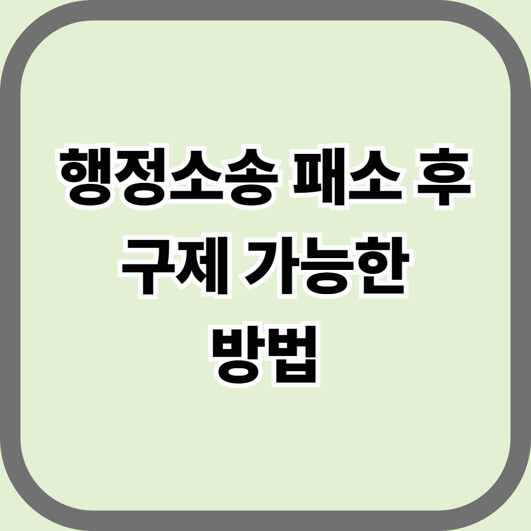 행정소송 패소 후 구제 가능한 방법 — “진짜 끝은, 포기할 때다”