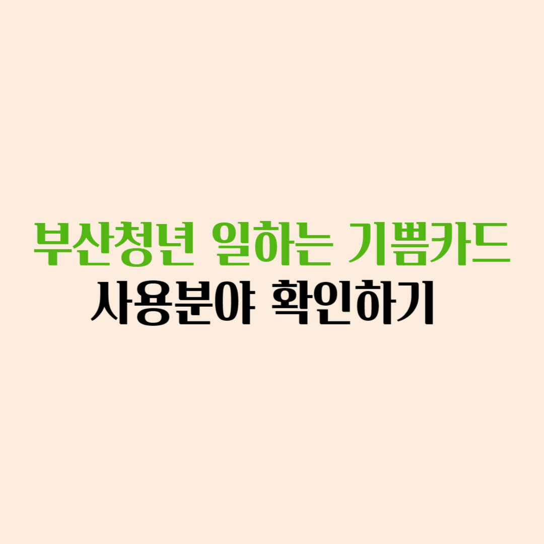 부산청년 일하는 기쁨카드 사용분야 확인하기