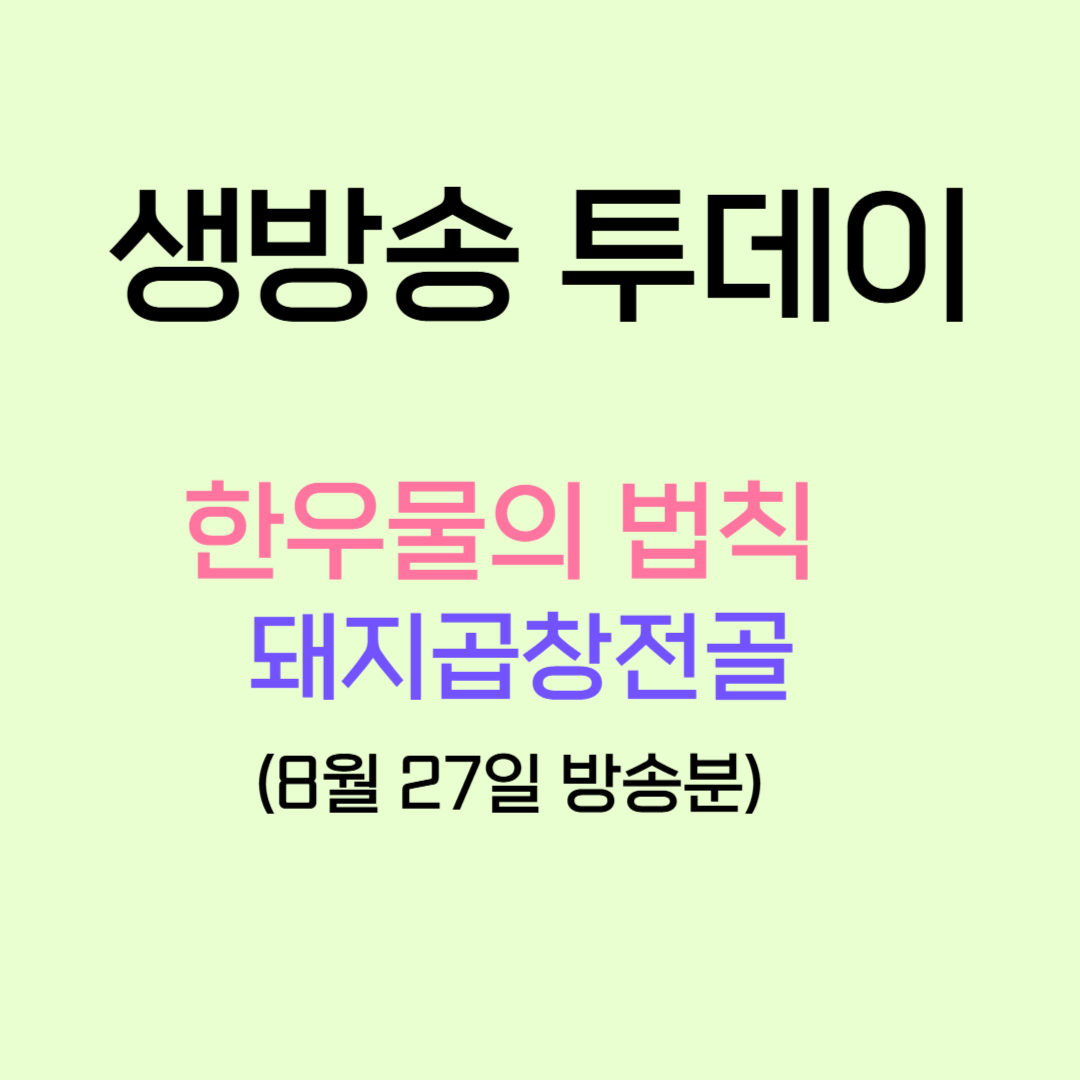 생방송 투데이 한우물의 법칙