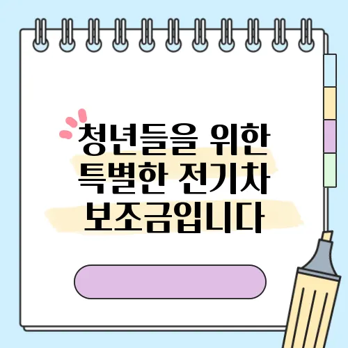 청년들을 위한 특별한 전기차 보조금입니다, 꼭 이용해 보세요!