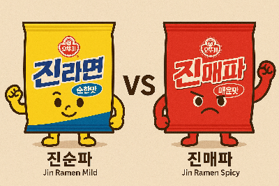 진순파(진라면 순한맛)와 진매파(진라면 매운맛)의 취향 대결 비교 이미지