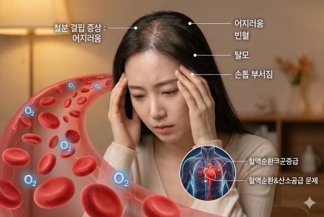 철분 결핍 증상 머리카락 빠짐 숨차는이유