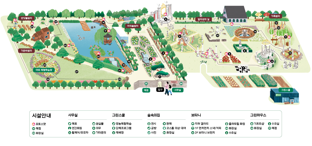 벽초지수목원 안내도