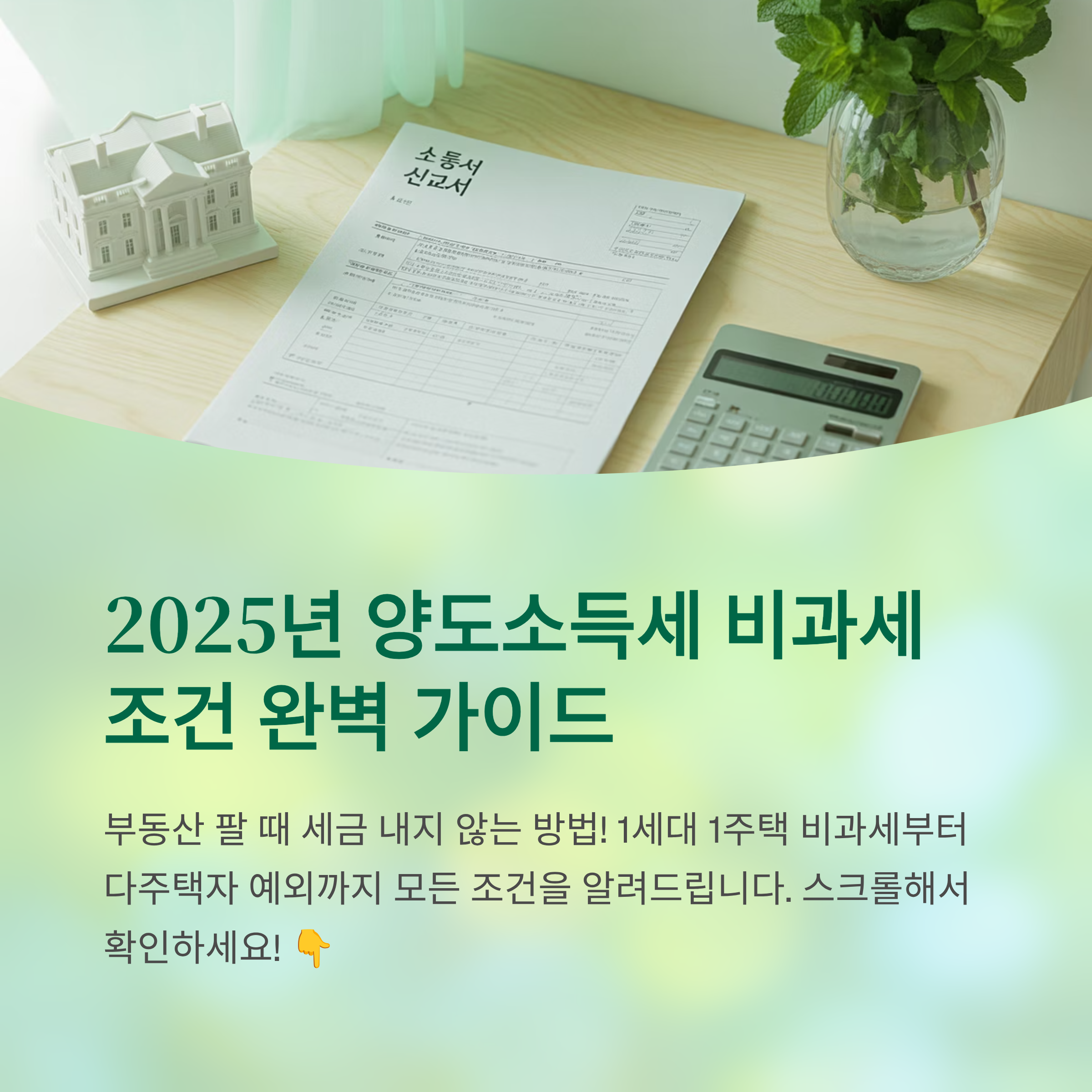 2025년 양도소득세 비과세 조건 완벽 가이드