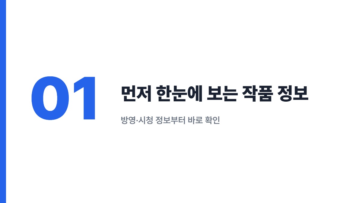 먼저 한눈에 보는 작품 정보 — 방영·시청 정보부터 바로 확인