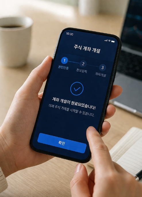 스마트폰으로 주식 계좌 개설하는 모습