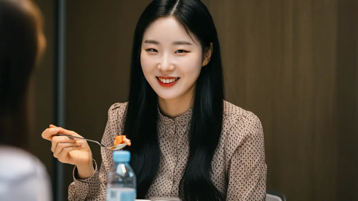 식사 모임을 하는 여성