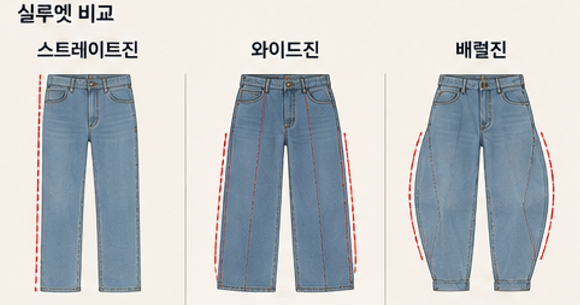 배럴진의 실루엣 비교
