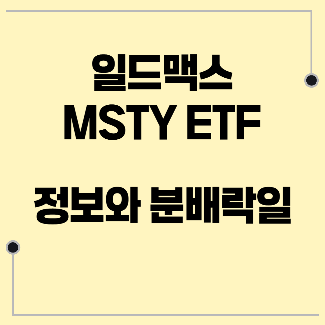 일드맥스 MSTY ETF 정보와 분배금 및 분배락일