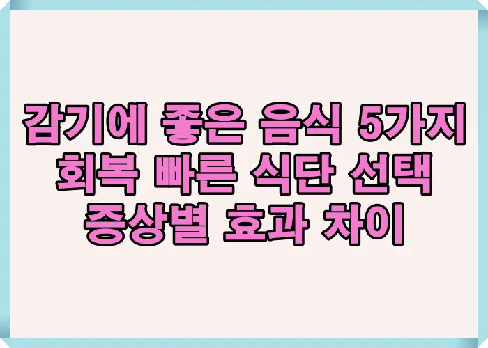 감기에 좋은 음식 5가지와 증상별 효과 차이를 한눈에 정리한 회복 식단 핵심 안내 이미지