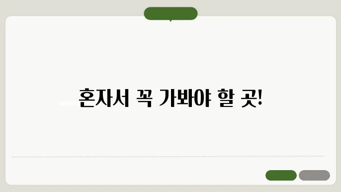 혼자 여행? 이 여행지는 무조건 가야 한다 – 안 가면 후회