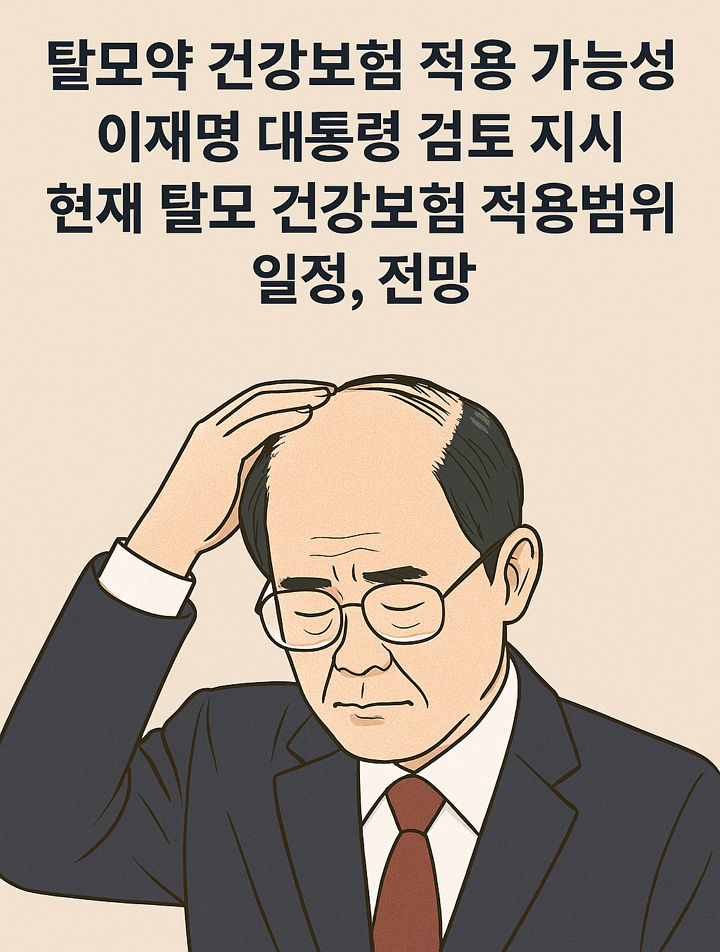 탈모약 건강보험 적용 가능성, 이재명 대통령 검토 지시, 현재 탈모 건강보험 적용범위, 일정, 전망
