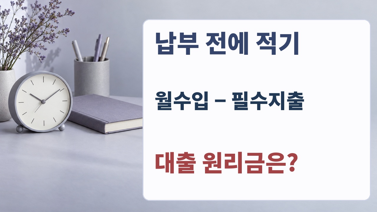 월수입, 필수지출, 대출 원리금을 납부일 전에 한 장에 모으라는 행동 안내