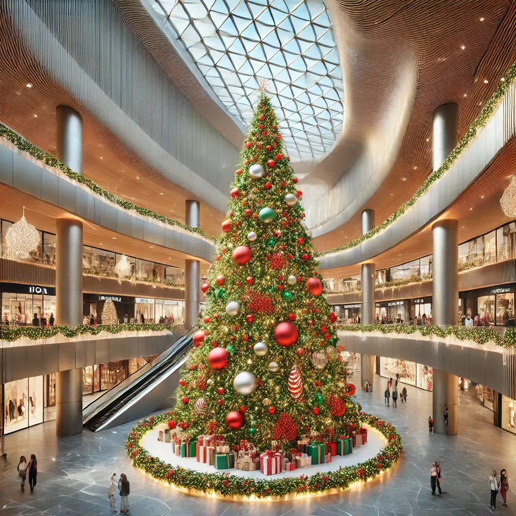쇼핑몰 중앙에 놓인 대형 PE 인조 크리스마스 트리