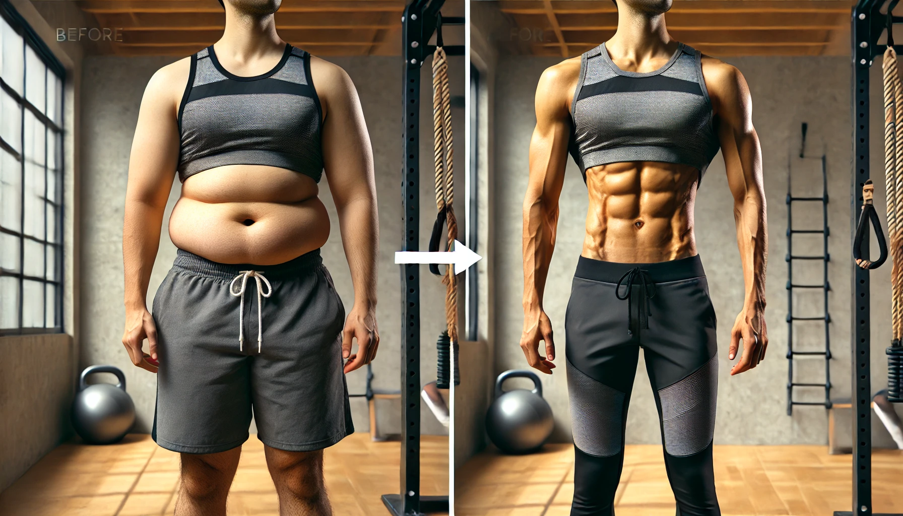 체지방 감소를 보여주는 전후 사진