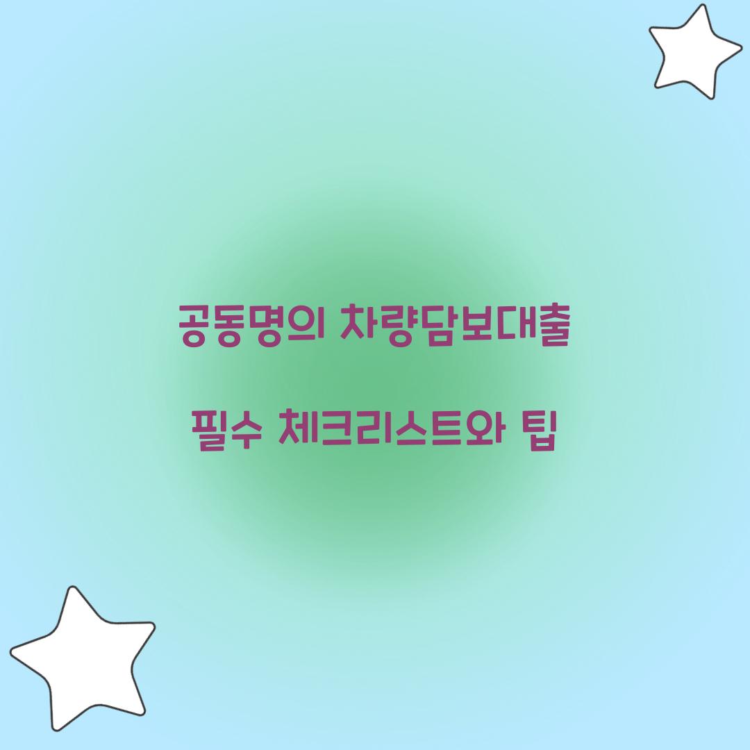 공동명의 차량담보대출