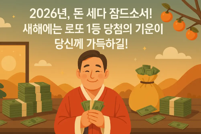 돈을 세고 있는 남자 유머러스한 새해 인사말