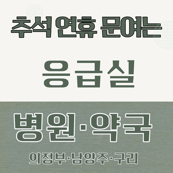 추석 연휴 의정부·남양주·구리 응급실·당번약국 찾기