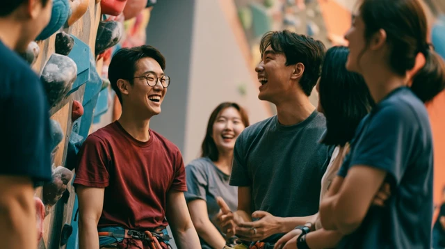 체력이 걱정돼 벽 앞에서 망설이는 사람