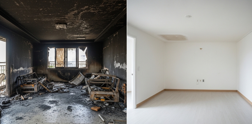 부산시 화재청소 전과후 모습 비교2